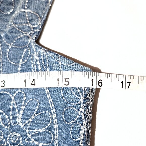 NWT House of Harlow 1960 | Floral Embroidered Denim Corset Top Blue | Size Small - Picture 8 of 11